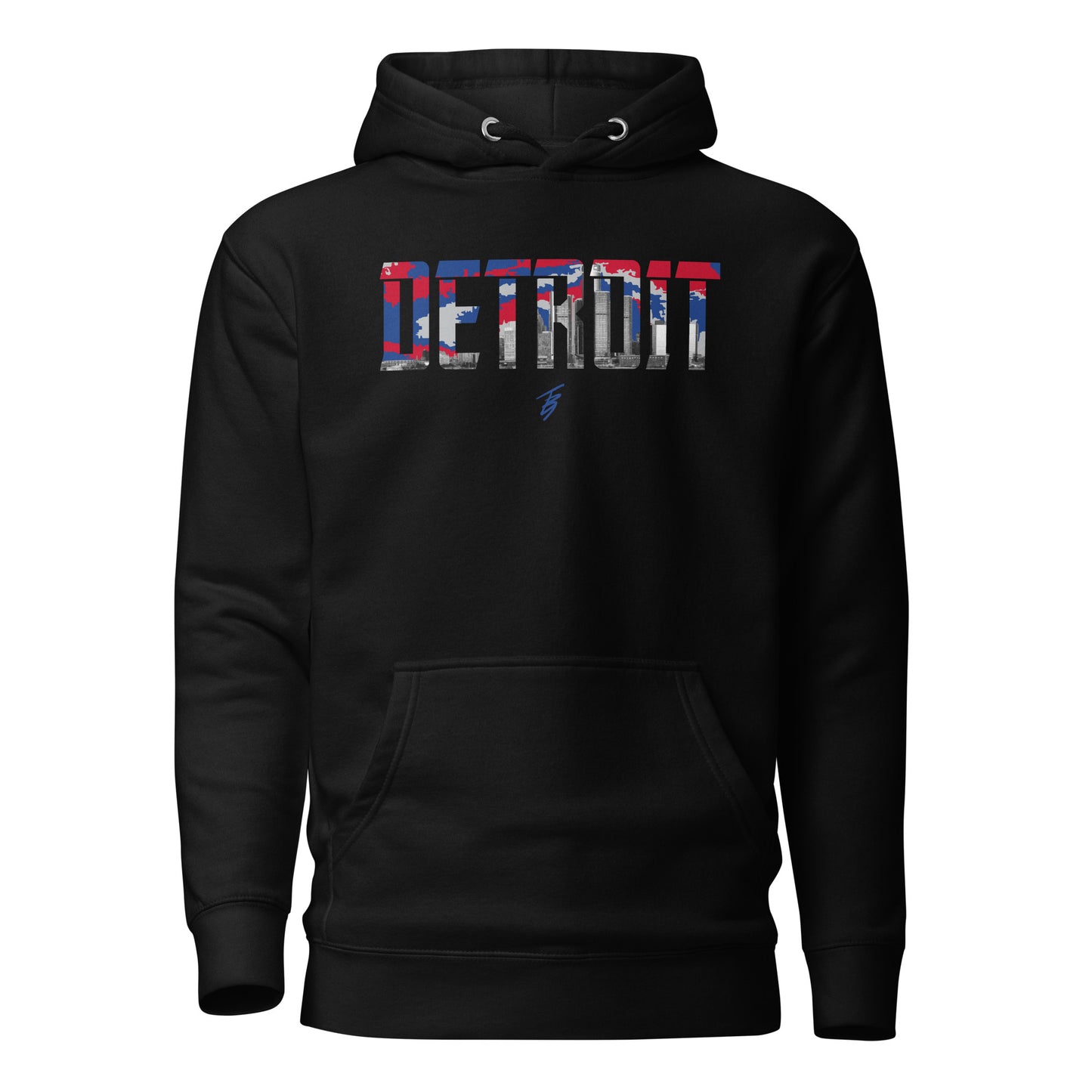 Detroit Slim Fit Unisex Hoodie || TB9 Blue + Red