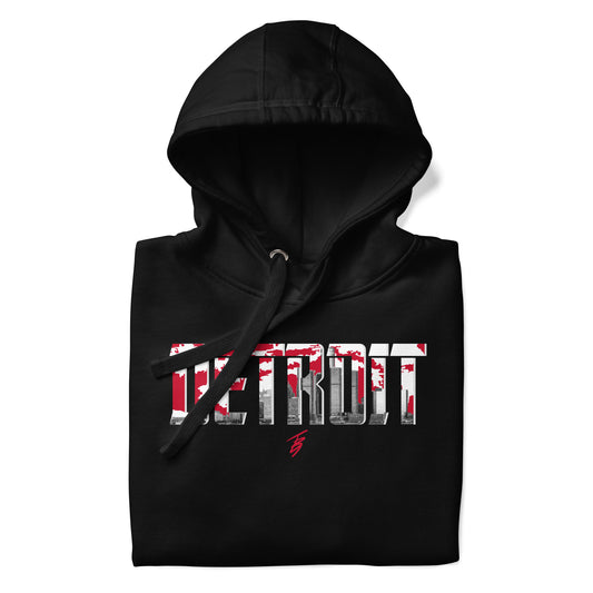 Detroit Slim Fit Unisex Hoodie || TB9 Red + White