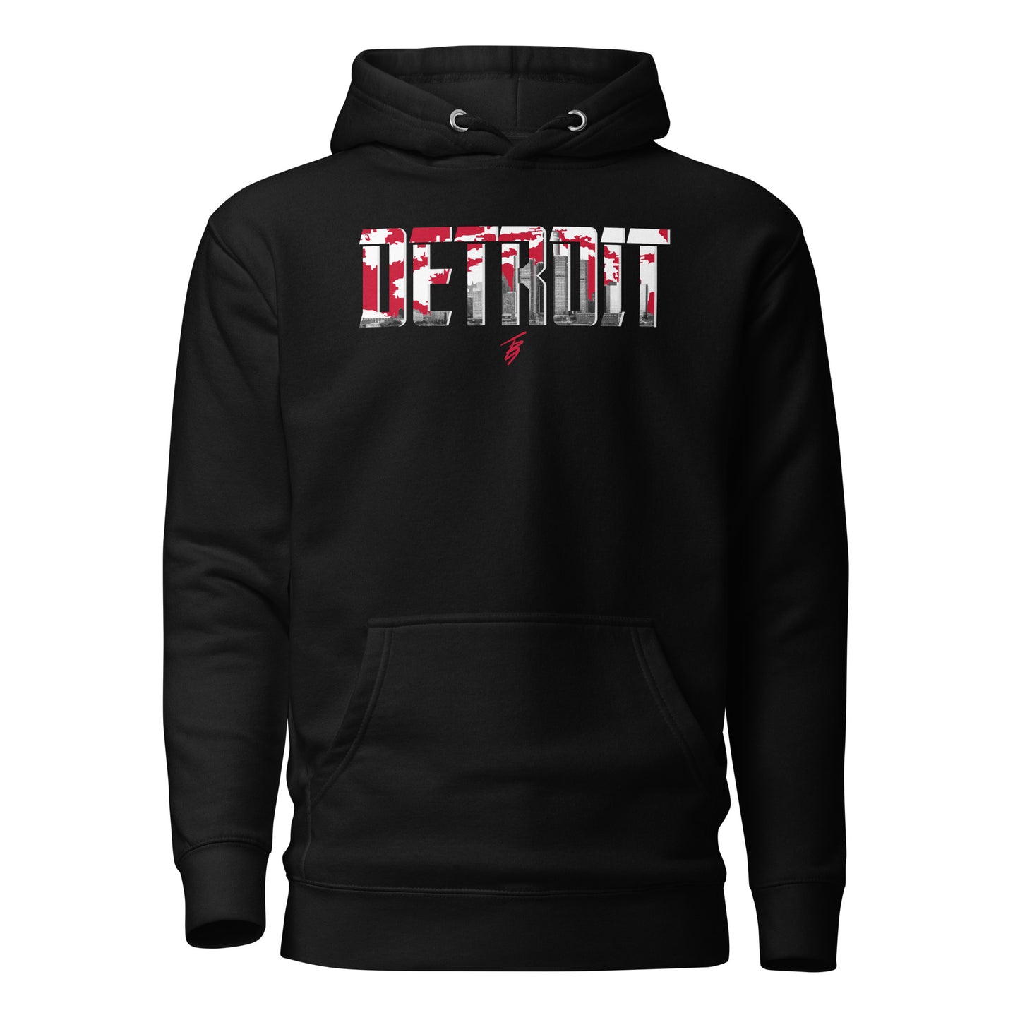 Detroit Slim Fit Unisex Hoodie || TB9 Red + White