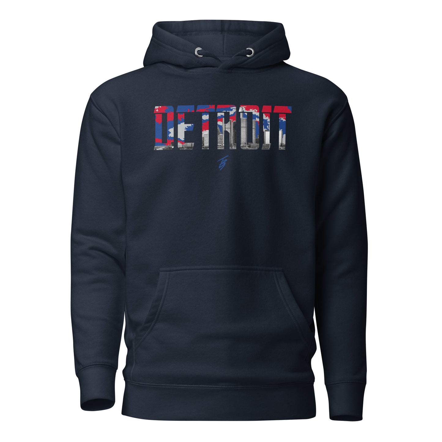 Detroit Slim Fit Unisex Hoodie || TB9 Blue + Red